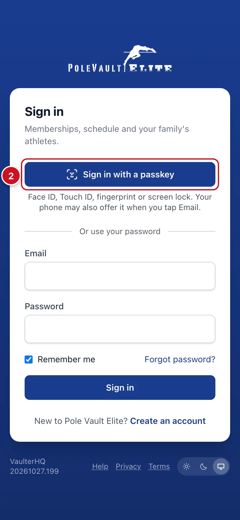 The sign-in page with Sign in with a passkey at the top, then Or use your password