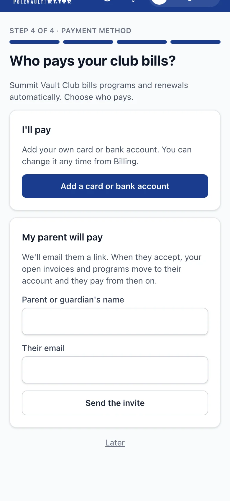 "I'll pay" or "My parent will pay"